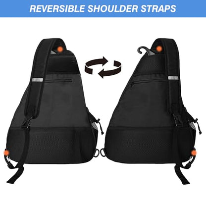 WOLT Pickleball Bag,Crossbody Sling Bags for Women Men,Pickleball Backpack with Fence Hook for Tennis, Racketball - color: Black