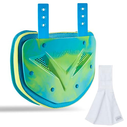Football Back Plate, Football Low Back Pad, Rear Protector Lower Back Pads+ Towel - color: blue and green, size: Large