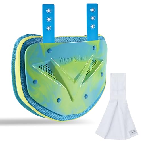 Football Back Plate, Football Low Back Pad, Rear Protector Lower Back Pads+ Towel - color: blue and green, size: Large