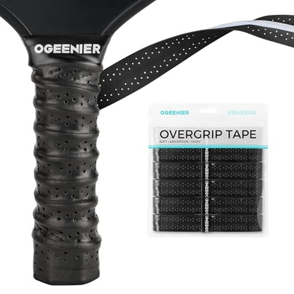 Pickleball Paddle Grips, Pack of 6, Non-Slip & Moisture Wicking Overgrip Tape for Pickleball Paddles - color: Black