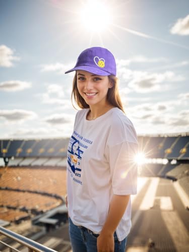 Pickleball Hat with Gift Box, Pickleball Gifts for Women Men, Adjustable Embroidered Heart Baseball Cap - color: Purple