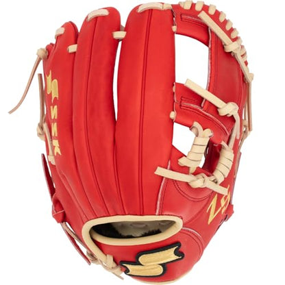 SSK Z5 Craftsman Youth Baseball Glove – 10.5” – 11” – 11.25” – 11.5” Right & Left Hand Throw - color: Red/Camel - I Web, size: 11.5" - Right Hand Throw