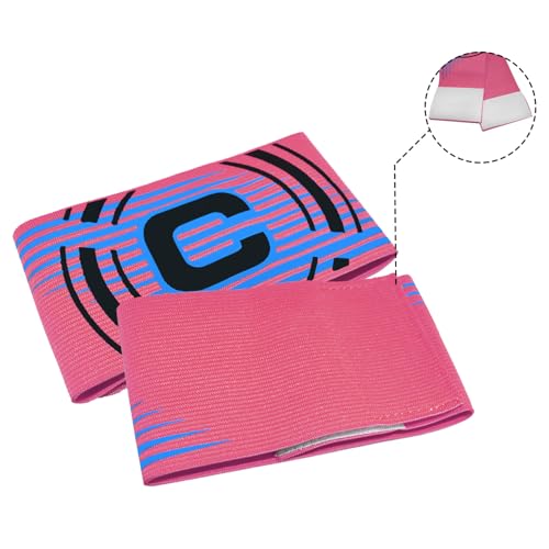 Soccer Captain Armband, 2Pcs Sports Captain Armbands Elastic Protective Arm Badge Adjustable Football Basketball Player Bands Adult Women Men - style: arc-pink