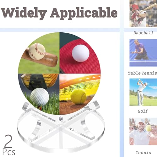 2Pcs Acrylic Baseball Holder Display Case Display for Balls Suitable for Baseball, Golf Softball, Tennis Ball Spheres, Thanksgiving Pumpkin Ball, Wooden Eggs Clear Baseball Stand