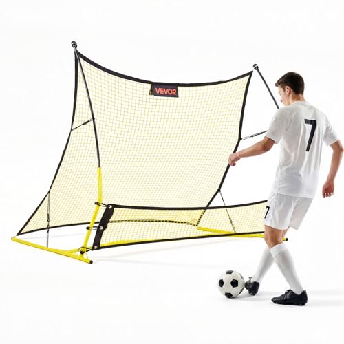 VEVOR Upgrated Soccer Rebounder Net, 2-in-1 Soccer Goal Rebounder, Thickened Fiberglass Poles Iron Pipe for Team Solo Control, Passing Practice, Easy Setup Ball Training Equipment for Teens & Adults
