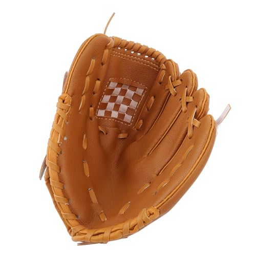 Baseball Glove Ergonomic PU Leather Baseball Mitts, Soft Professional Fielding Glove with Enhanced Grip, Durable Softball Outfield Mitt for Youth and Adult Players - color: Brown, size: 9.5 Inch