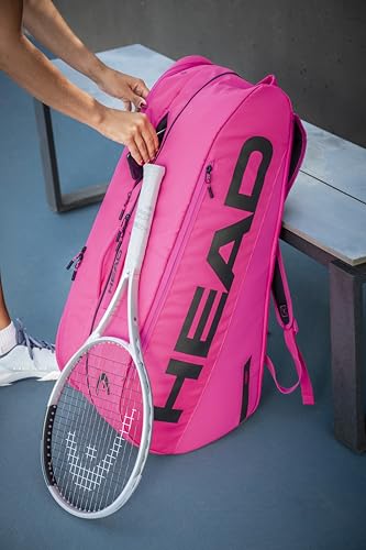 HEAD Tour Racquet Bag L (9R) Tennis Bag - Holds Up to 9 Racquets, CCT+ Climate Control Technology, 2 Main Compartments, Shoe Pocket & Backpack Carry System - color: Pink