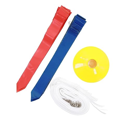 Flag Football Belt Set - 14 Adjustable Nylon Belts 42 Detachable PVC Flags 12 Training Cones for Team Sports - color: Red+blue