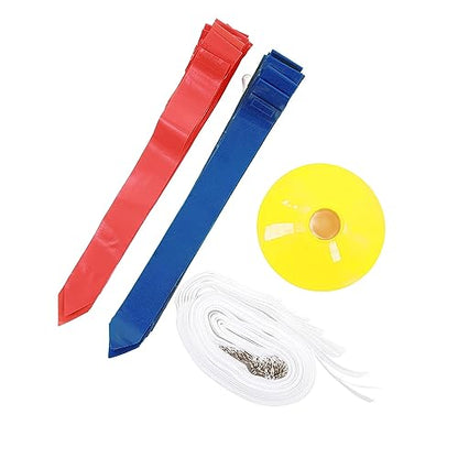Flag Football Belt Set - 14 Adjustable Nylon Belts 42 Detachable PVC Flags 12 Training Cones for Team Sports - color: Red+blue