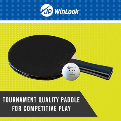 JP WinLook Ping Pong Paddles Sets - Portable Table Tennis Paddle Set with Ping Pong Paddles Professional Case & Ping Pong Balls - Premium Table Tennis Racket Player Set for Indoor & Outdoor Games - style: Black/Blue 4 Paddle Set