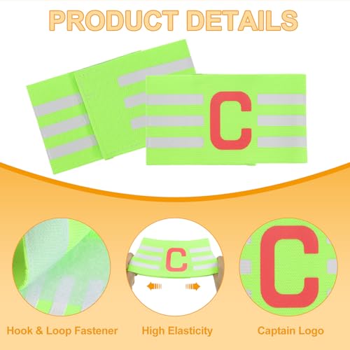 MECCANIXITY Soccer Captain Armband, Nylon Captain Arm Band for Soccer Elastic Captain C Arm Band Sports Captain Armbands for Football Team Training Youth & Adult - color: Green