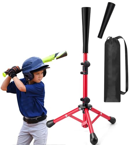 Baseball Tee for Kids,Batting Tee,Softball Tee,tee Stand, Youth Hitting Tee,Teeball Tee,Travel Tee,Easy Adjustable Height 20.5-30.2inch - color: Red