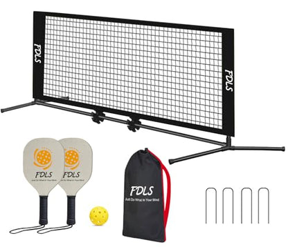 FDLS 5FT/10FT Portable Small Pickleball Net for Driveway Backyard,with Carry Bag for Indoor Outdoor, for All Levels, Easy Set up - style: 5FT Black(2 Paddles)