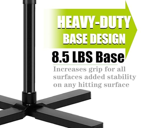 TARUMG Portable Batting Tee for Baseball/Softball, Height Adjustment from 25-47 inches, Heavy Duty Baseball Tee with Detachable Rubber Top, Easy Assembly Hitting Tee for Kids/Youth/Adults - style: Plus&Black 25“-47”