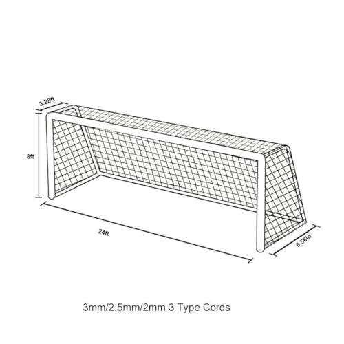 Aoneky Soccer Goal Net - 24 x 8 Ft - Full Size Football Goal Post Netting - NOT Include Posts - size: 24 x 8 ft - 0.10 in Cord
