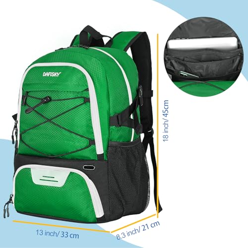 DAFISKY Basketball Backpack, Basketball Bag with Ball Holder Shoes Compartment, Sports Equipment Bag for Soccer Ball, Volleyball - color: Green