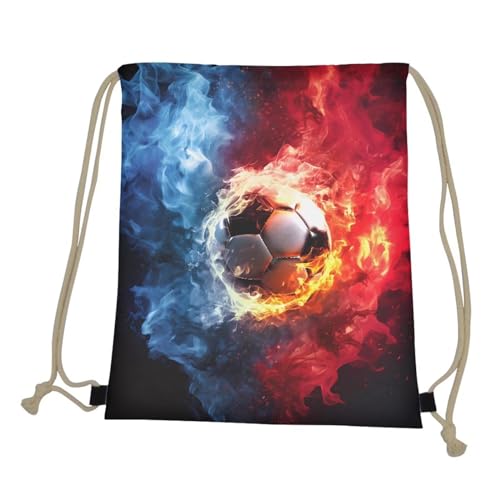 Mumeson Backpack Dayback Printed Daypack Drawstring Bag Travel Bag Large Capacity Shopping Bag for Men, Fire Soccer Print - color: Fire Soccer Print