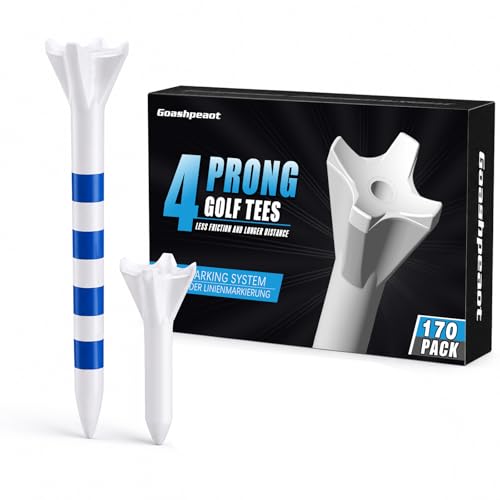 170 Pack Golf Tees 50 Iron Tees with 120 Driver Tees, Pro 4 Line Marking System Plastic Golf Tees, 4-Prong Engineered to Reduce Friction & Longer Distance