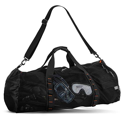 Fitdom 90L Large Mesh Duffle Bag for Scuba Dive or Snorkel Equipment. Best for Water Sports & Beach Activities like Swimming, Diving & Snorkeling. Perfect for Travel, Storage Swim Gym Gears & Balls