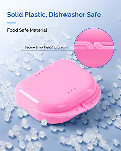 JMU Retainer Case with Vent Holes Orthodontic Storage Case Travel Box for Aligner & Mouth Guard (2 Pcs, Teal and Pink) - color: Teal/Pink