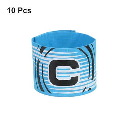 YOKIVE 10Pcs Captain Armbands, Elastic Armband Soccer Captain C Arm Band, Great for Youth Adult Football, Basketball Player (Sky Blue, 13x2.8 Inch)