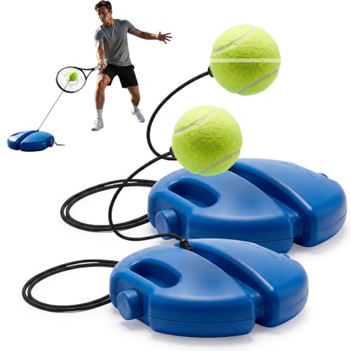 Tennis Ball Training Baseboard, Upgraded Tennis Trainer Equipment Set, Tennis Trainer Ball with String, Tennis Trainer Rebound Ball, Multifunction Tennis Practice Rebounder - color: Blue-2PC