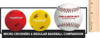 PowerNet Micro Crusher Training Baseballs, Baseball Hitting Trainer for Improved Speed, Power & Coordination, Batting Practice Baseballs