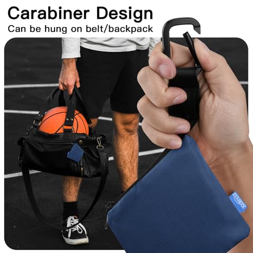 Xxerciz Retainer Case, Nylon Portable Aligner Case with Zipper and Carabiner, Premium Orthodontic Retainer Case Black Soft Protective Bag (Blue) - color: Blue