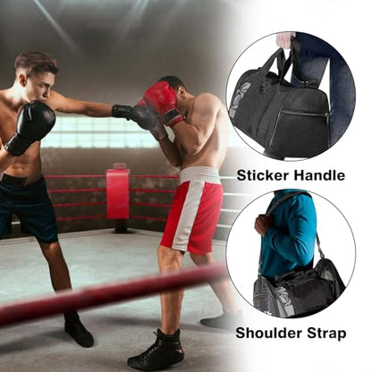 Boxing Gym Bag, WITSTEP Mesh Boxing Duffle Bag with Detachable Shoulder Strap Breathable Gym Duffle Bag for Sweaty Clothes and Equipment, Sturdy Wrestling Karate MMA Workout Bag for Men Women