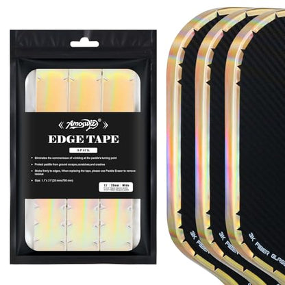 Pickleball Edge Guard Tape, Laser Glod Pickleball Protection Tapes 3 Pcs, 28MM Width Extra Long & Thickness, No Wrinkling Edge Guard for 13MM & 16MM & 20MM Thicknesse Paddles