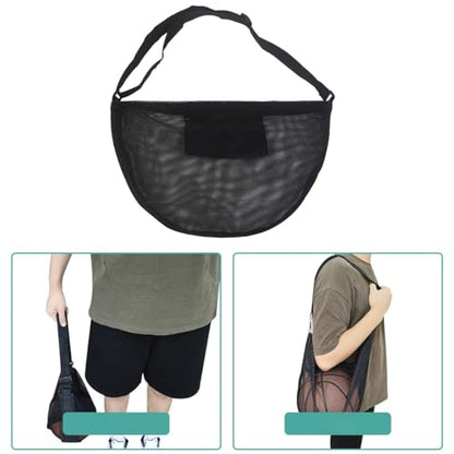 Mesh Sports Ball Bag, Large Capacity Football Basketball Shoulder Duffel, Multi Purpose Soccer Training Storage Organizer - color: Black