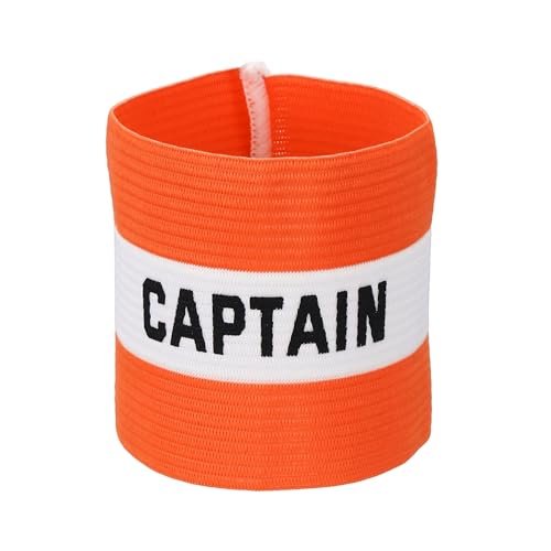 Captain Armband Soccer Captain Arm Bands Elastic Adjustable Leader Armbands Team Sport Rugby Player Band for Football - color: Orange/White, size: 5.1x3.4 Inch