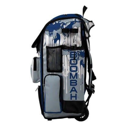 Boombah Superpack Hybrid Rolling Bat Bag - Wheeled & Backpack Version - Graffiti Drip - Multiple Color Options - color: Royal Blue/Gray/White