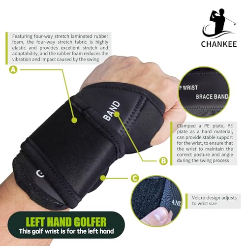 Golf Wrist Training Aid, Golf Swing Training Aid,Adjustable Golf Wrist Brace, Wrist Band for Swing Correction, Alignment Practice Tools for Golf Beginners, Fit Left Hand, Large, Black