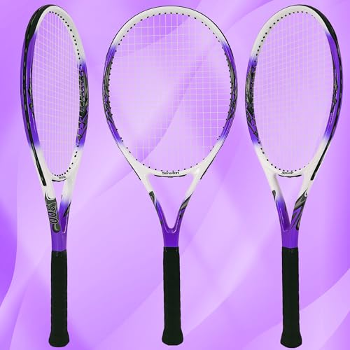 Senston 27 inch Tennis Racket for Adults 1 Pack Tennis Racket Set Tennis Overgrip, Vibration Damper - color: purple