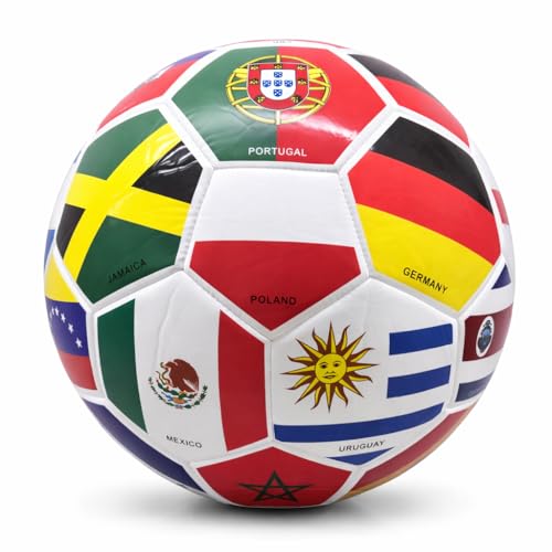 Elite Edition Soccer Ball - Training Soccer Ball – Durable TPU Outdoor Ball – Country Design (USA, Argentina, Brasil, Mexico, Portugal & More) - size: 2, style: COUNTRY FLAG BALL