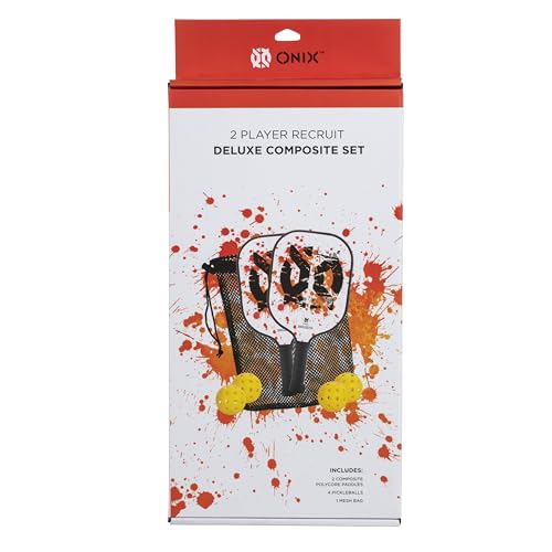 Onix Pickleball Paddle Set with 2 Composite Paddles and 4 Balls — Durable Construction, Stylish Graphics, 90-Day Limited Warranty