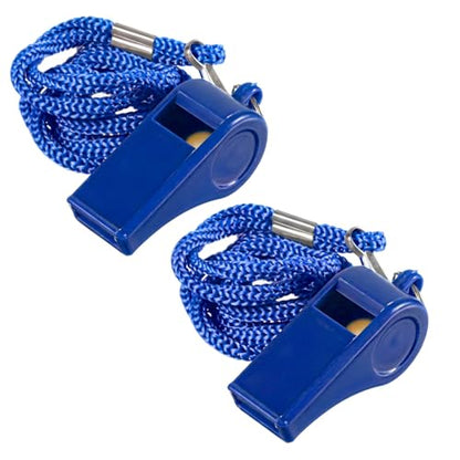 2Pcs Blue Whistle for Coaches Plastic Sports Whistle with Lanyard Loud Blue Referee Cheer Whistles Coaching Whistles for Outdoor Enthusiasts Basketball Dog Training Party Favors
