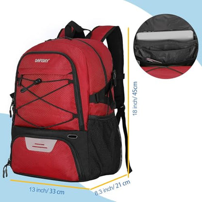 DAFISKY Basketball Backpack, Basketball Bag with Ball Holder Shoes Compartment, Sports Equipment Bag for Soccer Ball, Volleyball - color: Red