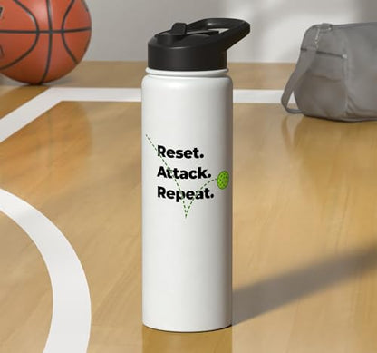Reset Attack Repeat Competitive Pickleball Accessories Stainless Steel Insulated Water Bottle