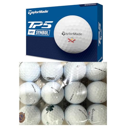 TaylorMade 1-Dozen TP5 & TP5x MySymbol Pix Logo Overrun Practice Golf Balls - Made in USA - style: TP5 - 12 balls