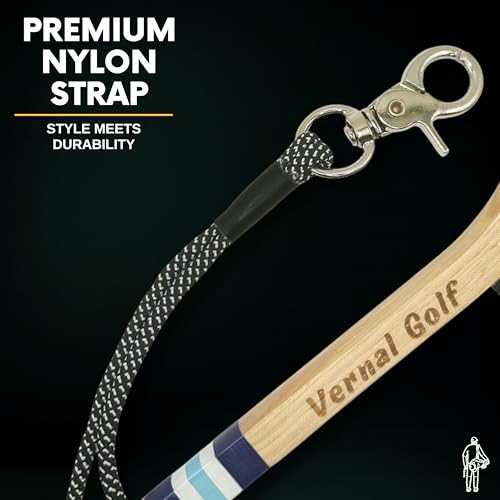 Golf Brush Made from Hickory Wood, Golf Club Groove Cleaner with Secure Clip Attachment for Bags and Carts - Golf Gifts for Men - color: Blue and White