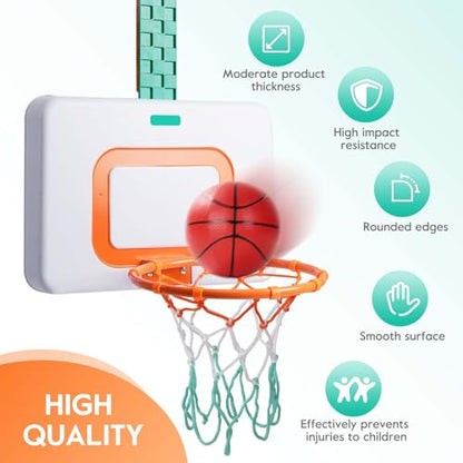 CYFIE Adjustable Basketball Hoop Toys Toddler, Indoor/Outdoor Hanging Basketball Hoop with Sturdy Backboard & 3 Balls, Basketball Toys for Adult Boy Girl Teens Kid 3 4 5 6 7 8 9 10+