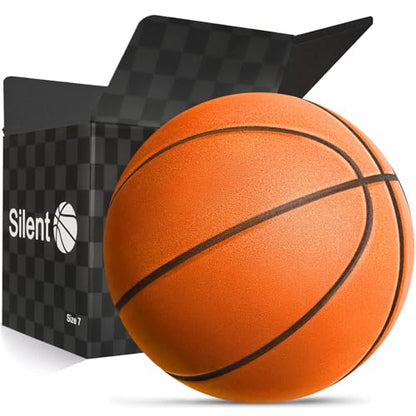 Silent Basketball Size 7 (29.5") | Noiseless Indoor Training Basketball - Quiet Dribbling, Grooved Airless PU Foam Ball with Real Feel & High Bounce