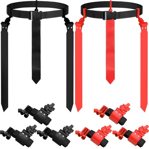 Junkin 6/8/10 Players Flag Football Sets Adjustable Football Belts and Flags for Youths Teens Kids Adults Players Sports Team - color: Black,red