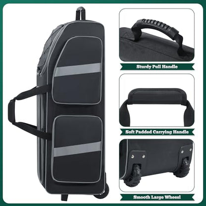 Football Bag 35" with Wheels - Football Gear Bag Heavy-Duty Rolling Equipment Bag for Team Sports, Multi-Pocket Duffle for Soccer, Baseball, Youth & Adult Athletes