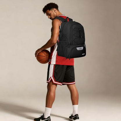 Goloni Basketball Backpack,Large Sports Bag with Ball Compartment & Shoe Compartment,Basketball Bag Fit Volleyball, soccer,Gym - color: Black