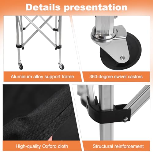 Collapsible Hammock Ball Cart with Wheels, Heavy-Duty Volleyball Cart for Gym Garage Sports Equipment Organizer, Rolling Caddy with Carry Bag for Easy Storage Transport, Holds 30+ Balls