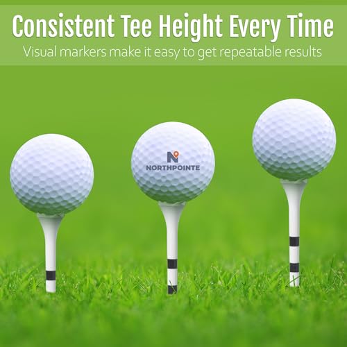 NorthPointe 3 ¼” Plastic Golf Tees – White with Black Stripes - 100 Golf Tees Plastic in Bulk