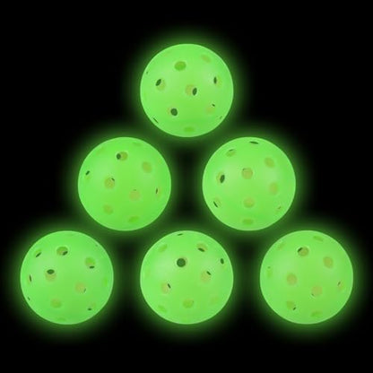 Pickleball Balls, Outdoor Glow in The Dark Pickleballs with Mesh Bag, Luminous Gifts, Light Up Green, High Visibility & Durable for Training